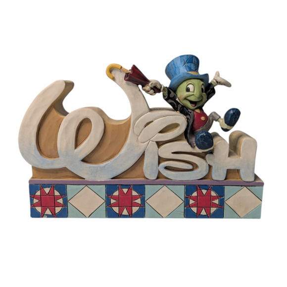 Jim Shore Disney Traditions Wish Word Plaque Jiminy Cricket 4032892 Rare HTF - Picture 1 of 13
